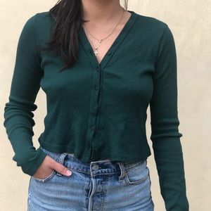 Brandy Melville dark green cardigan shirt